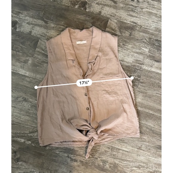 LE LIS Tie-Front Tank Top Sleeveless Button Down Collared Casual Top M - Picture 7 of 7